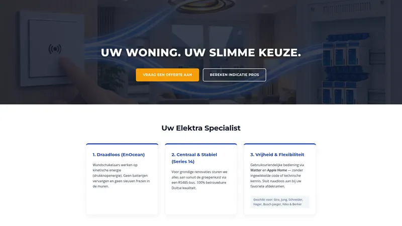 Website van RVR Elektra en bouw Service