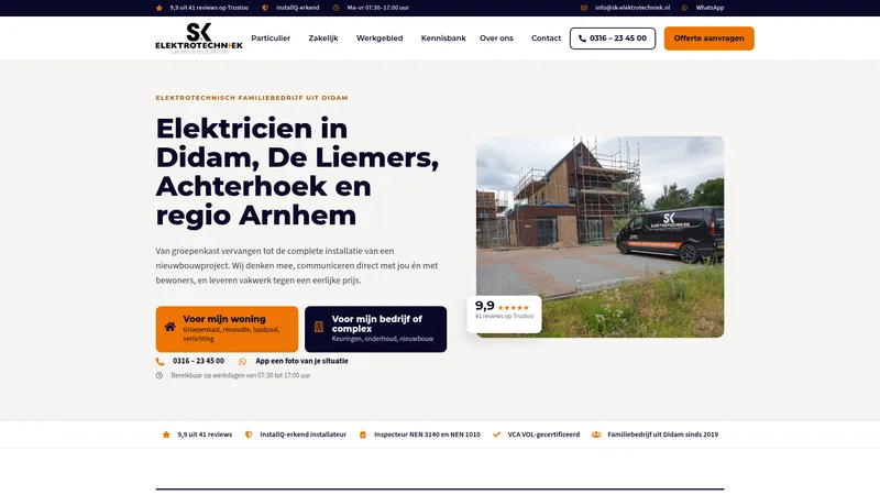 Website van S&K Elektrotechniek