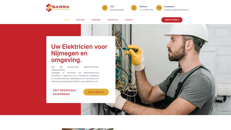 Website van Sarra Elektrotechniek