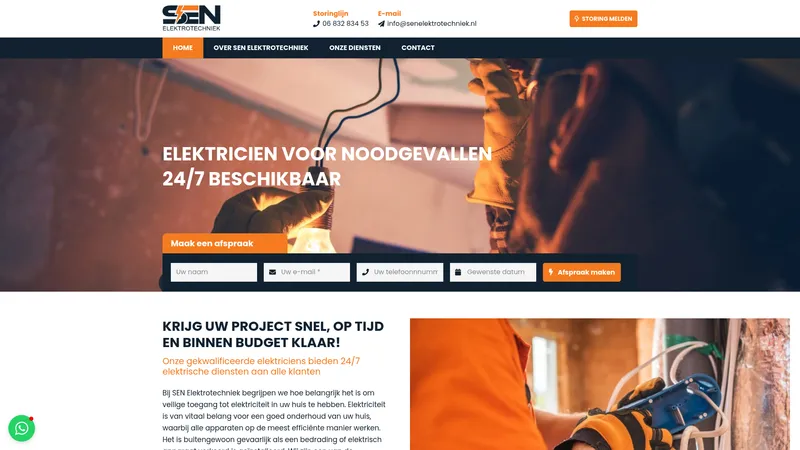Website van Sen Elektrotechniek