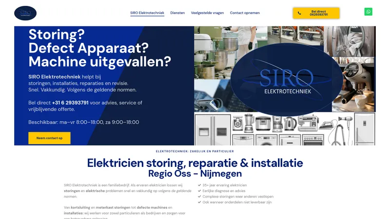 Website van SIRO Elektrotechniek