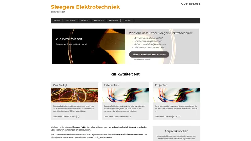 Website van Sleegers Elektrotechniek