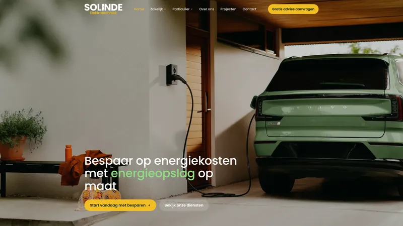Website van Solinde B.V. | Thuisbatterijen - Zonnepanelen - Laadpalen | Particulier & Zakelijk