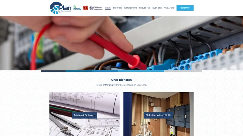 Website van Splan Elektrotechniek ( Erkend installateur)