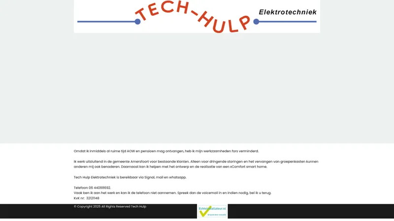 Website van Tech Hulp Elektrotechniek