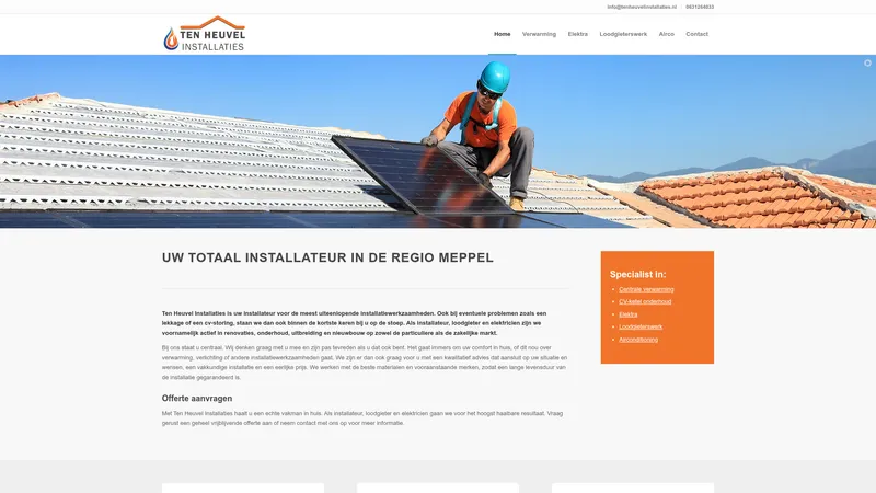 Website van Ten Heuvel Installaties