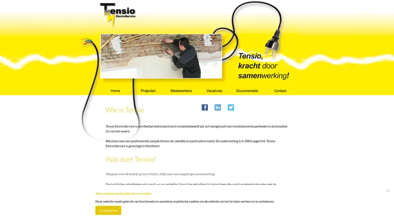 Website van Tensio ElectroService Coöperatief UA