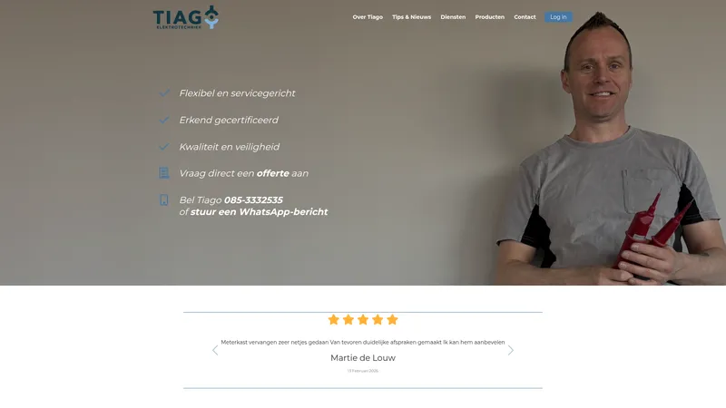 Website van Tiago elektrotechniek