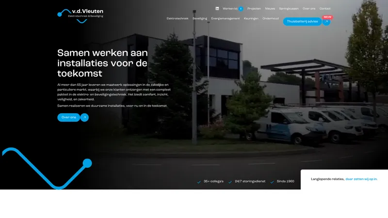 Website van v.d. Vleuten Elektrotechniek & Beveiliging