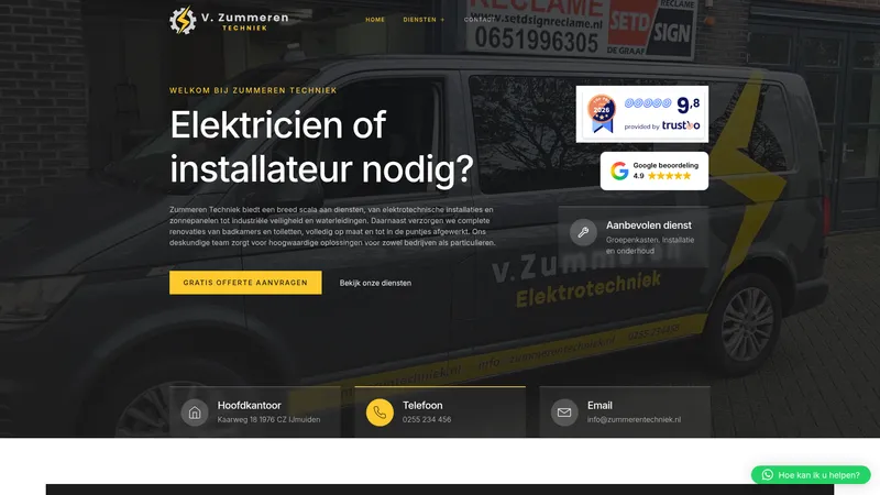 Website van v. Zummeren Techniek