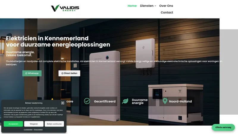 Website van Validis Energy