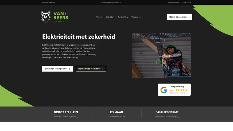 Website van Van Beers Techniek BV