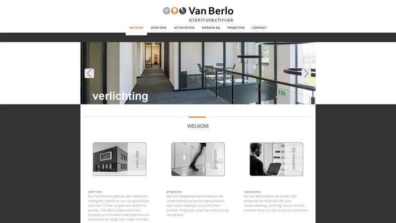 Website van Van Berlo Elektrotechniek B.V.
