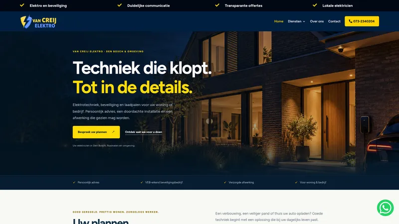 Website van Van Creij Elektro