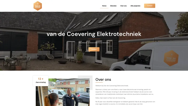 Website van Van De Coevering Elektrotechniek