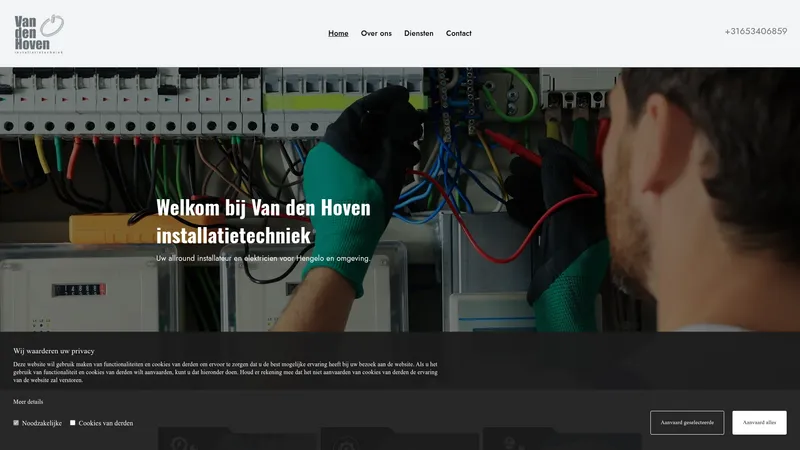 Website van Van den Hoven Installatietechniek