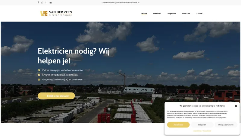 Website van Van der Veen Elektrotechniek