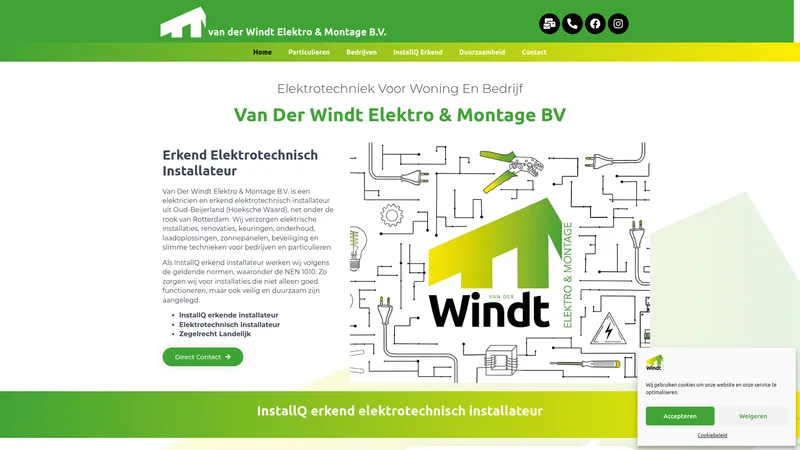 Website van van der Windt Elektro & Montage B.V.