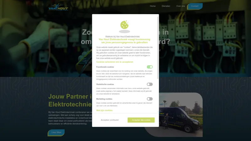 Website van van Hout Elektrotechniek