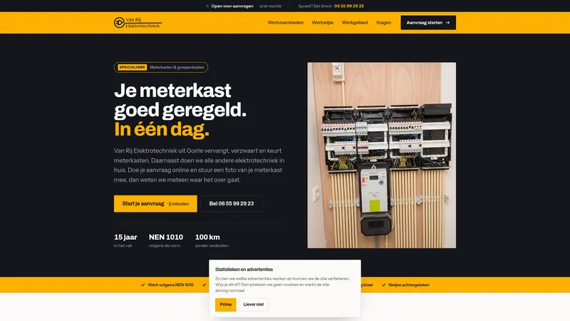 Website van Van Rij Elektrotechniek