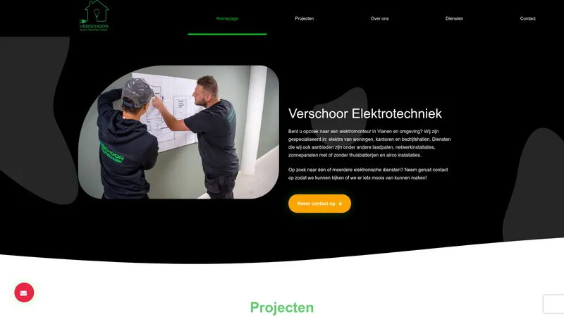 Website van Verschoor Elektrotechniek