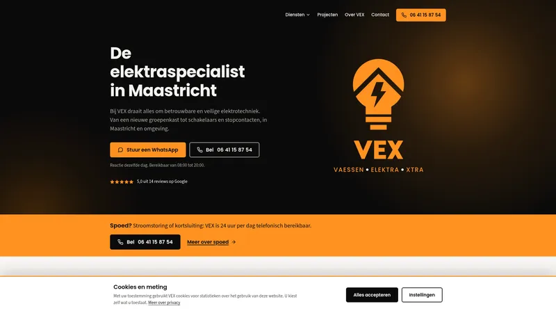 Website van VEX Maastricht