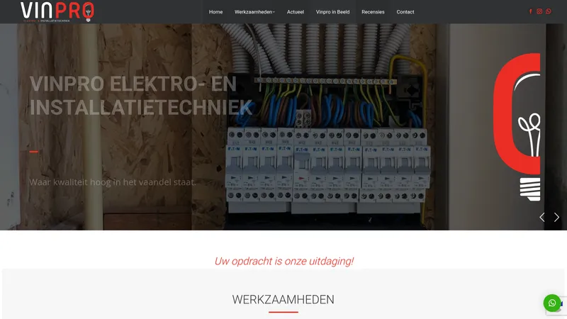 Website van Vinpro elektro- & installatietechniek