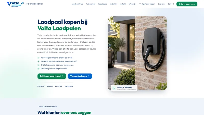 Website van Volta Laadpaal