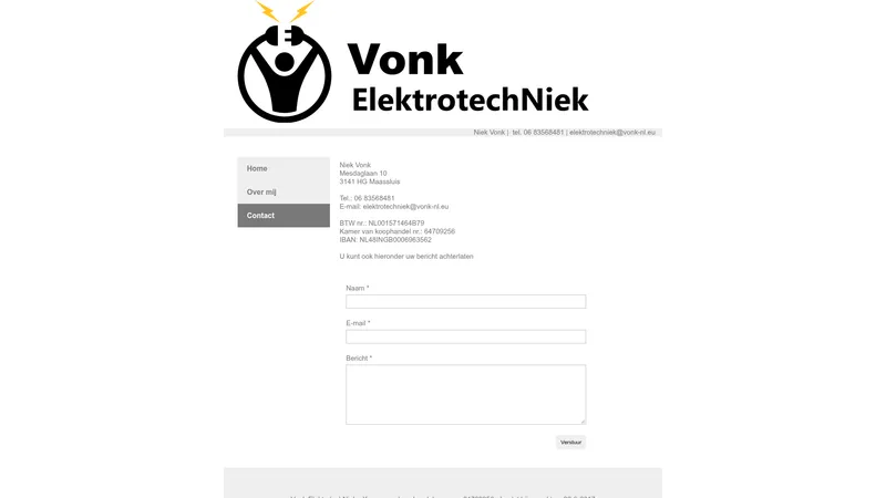 Website van Vonk ElektrotechNiek Maassluis
