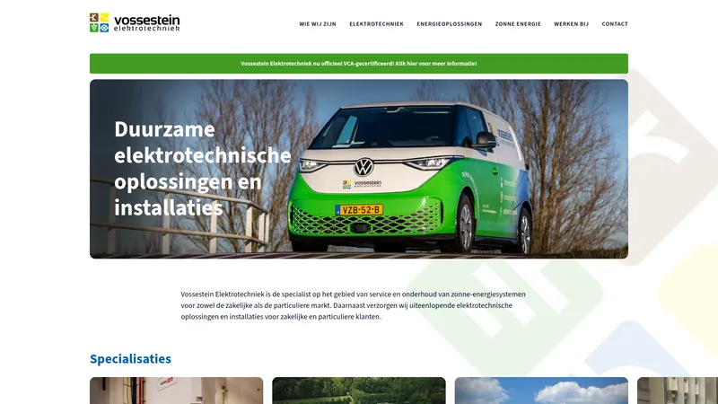 Website van Vossestein Elektrotechniek BV