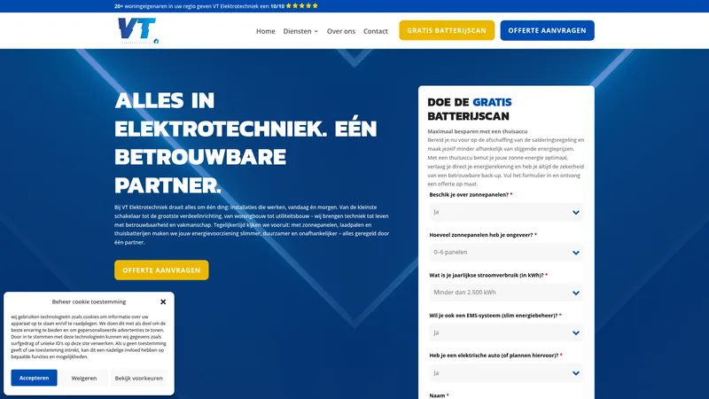 Website van VT Elektrotechniek
