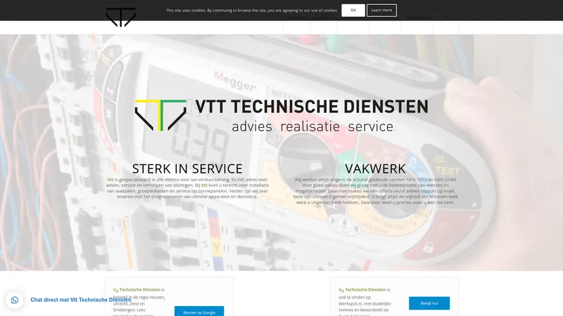 Website van Vtt Technische Diensten