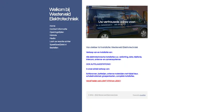 Website van Westerveld Elektrotechniek