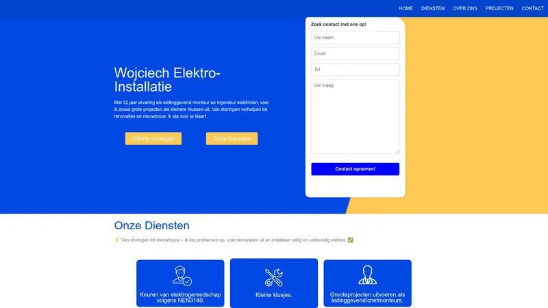 Website van Wojciech Electro-installatie