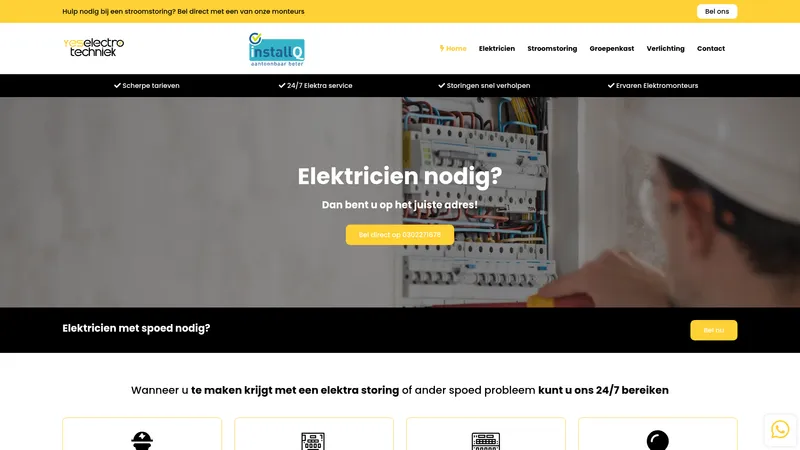 Website van YES Elektricien - Erkend Elektricien - Spoedservice